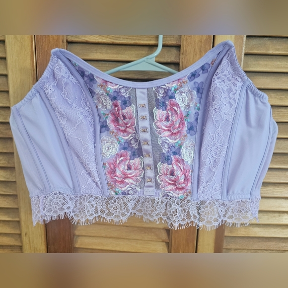 NWT Victoria’s Secret Dream Angels Strapless Corset Bra Top Purple Floral XL